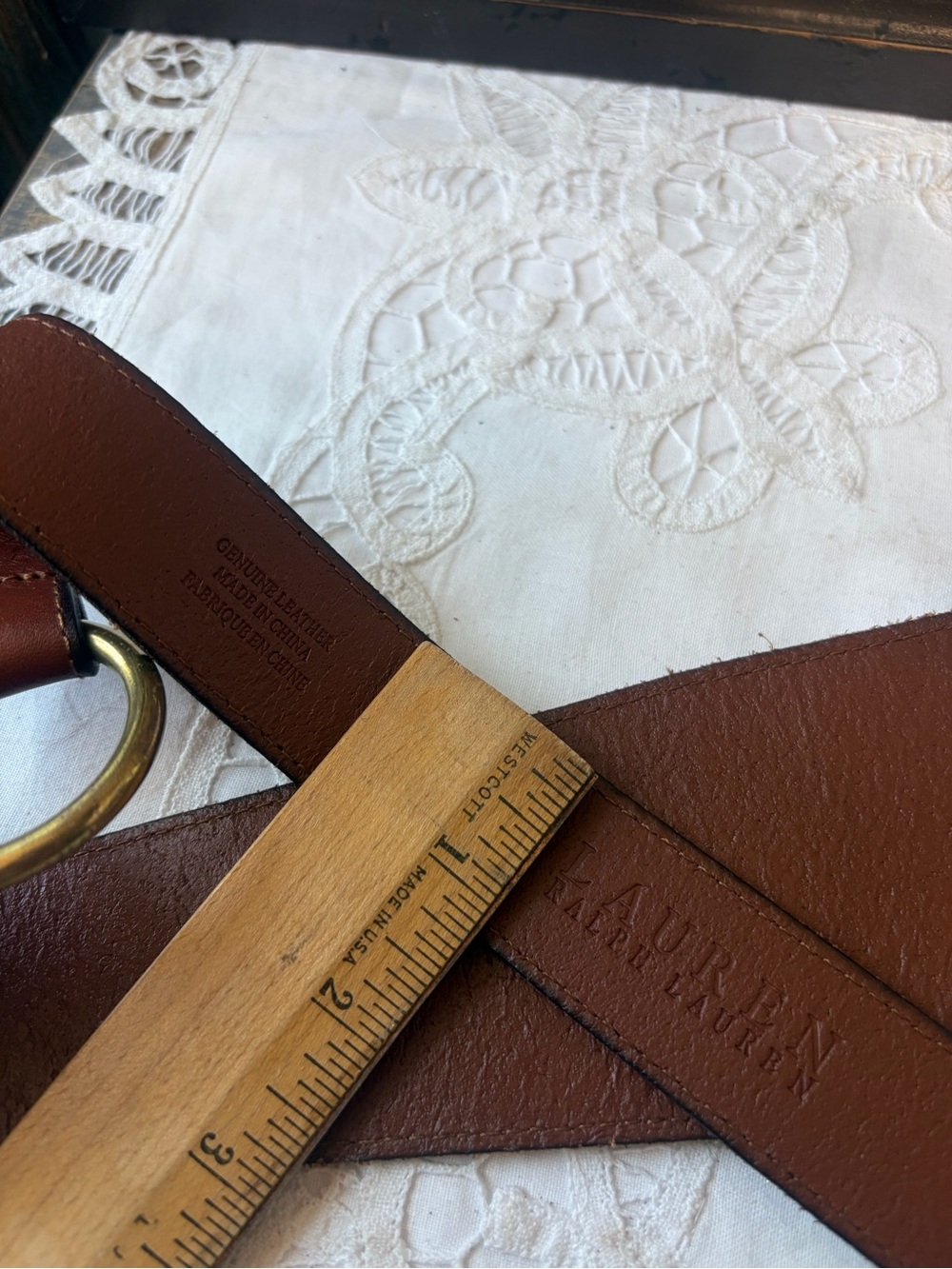 Ralph Lauren equestrian brown, leather gold buckle belt L - Picture 9 of 12